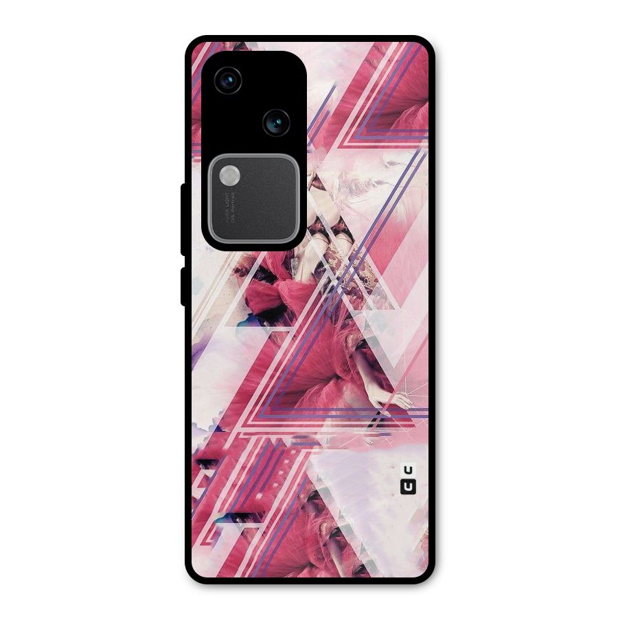 Pink Rose Abstract Metal Back Case for Vivo V30