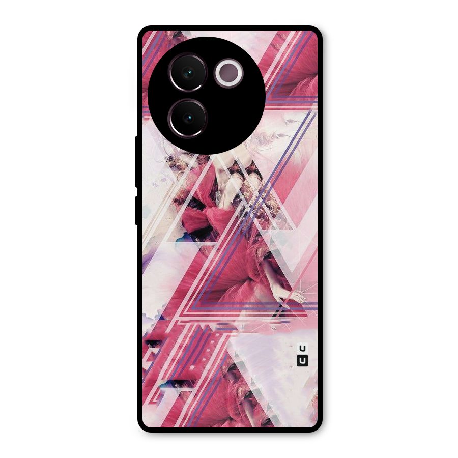 Pink Rose Abstract Metal Back Case for Vivo V30e