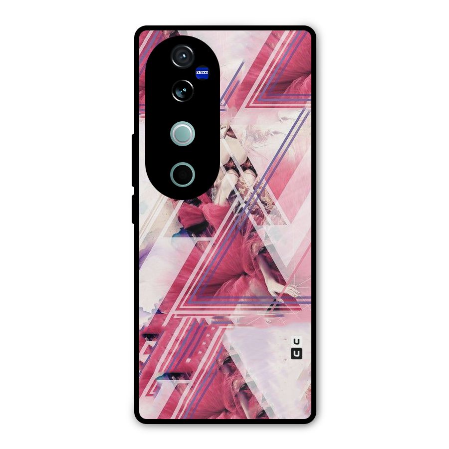 Pink Rose Abstract Metal Back Case for Vivo V40