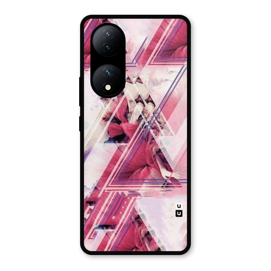 Pink Rose Abstract Metal Back Case for Vivo Y100