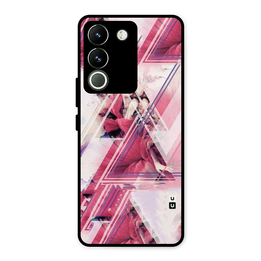 Pink Rose Abstract Metal Back Case for Vivo Y200