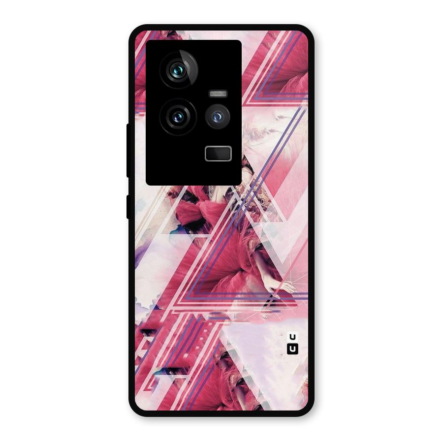 Pink Rose Abstract Metal Back Case for iQOO 11 5G