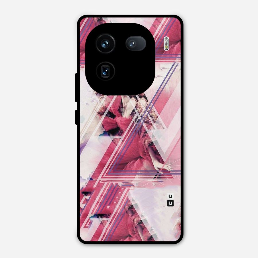 Pink Rose Abstract Metal Back Case for iQOO 12