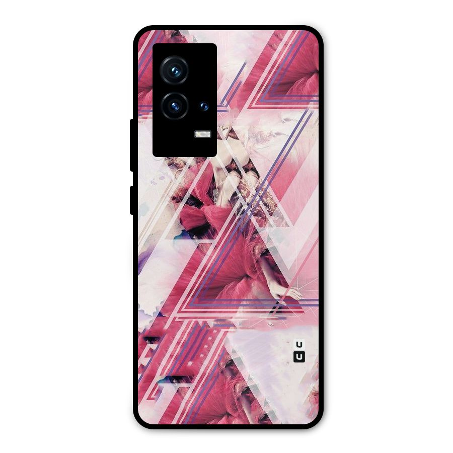 Pink Rose Abstract Metal Back Case for iQOO 9 5G