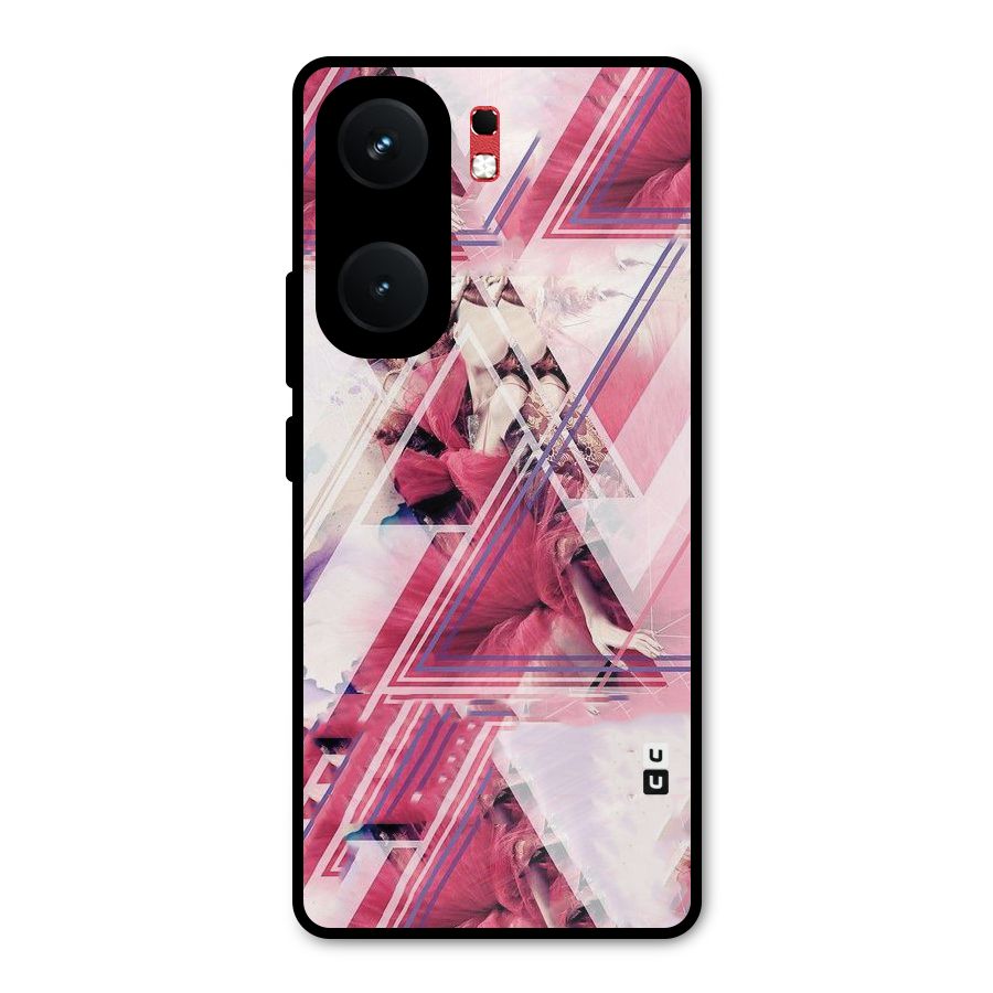 Pink Rose Abstract Metal Back Case for iQOO Neo 9 Pro