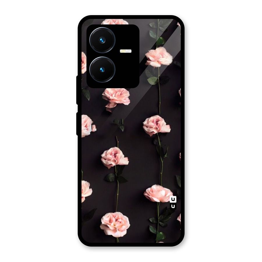 Pink Roses Glass Back Case for Vivo Y22s
