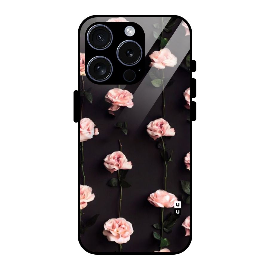 Pink Roses Glass Back Case for iPhone 15 Pro