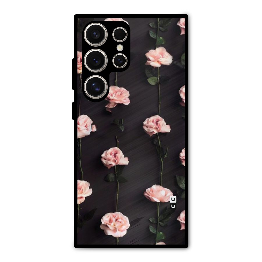 Pink Roses Metal Back Case for Galaxy S24 Ultra