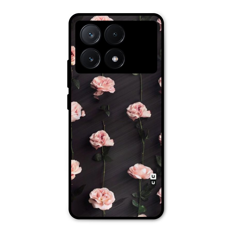 Pink Roses Metal Back Case for Poco X6 Pro