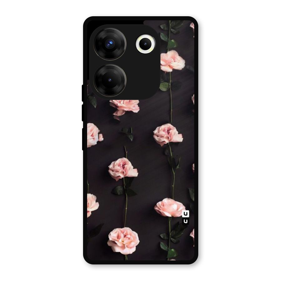 Pink Roses Metal Back Case for Tecno Camon 20 Pro