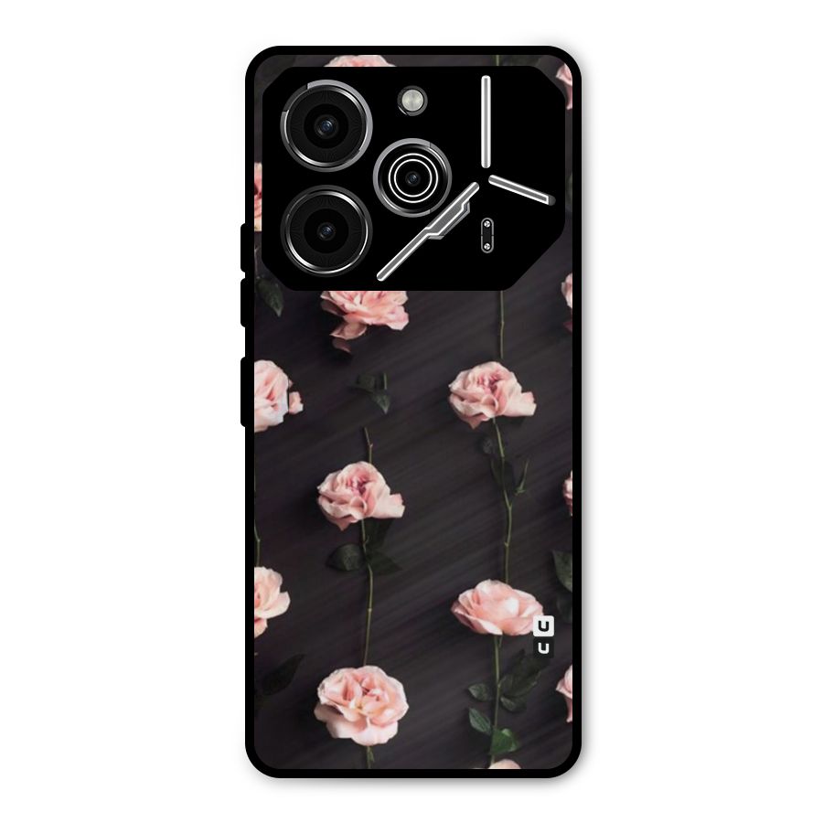 Pink Roses Metal Back Case for Tecno Pova 6 Pro