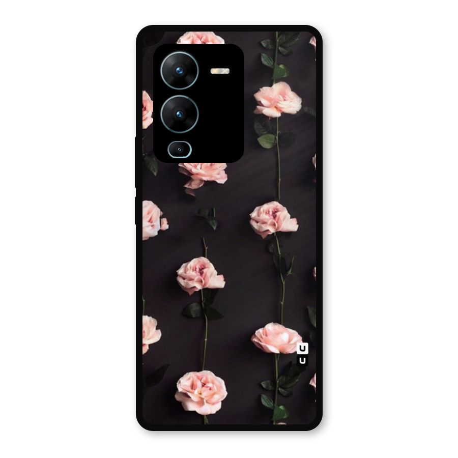 Pink Roses Metal Back Case for Vivo V25 Pro