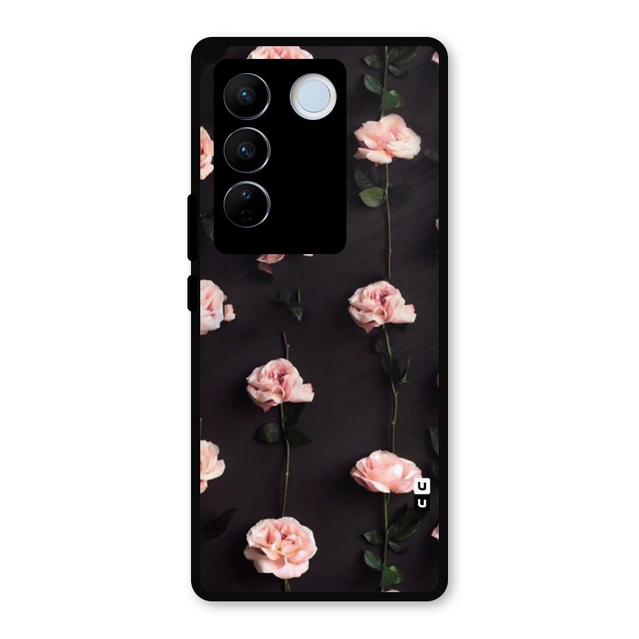 Pink Roses Metal Back Case for Vivo V27 Pro