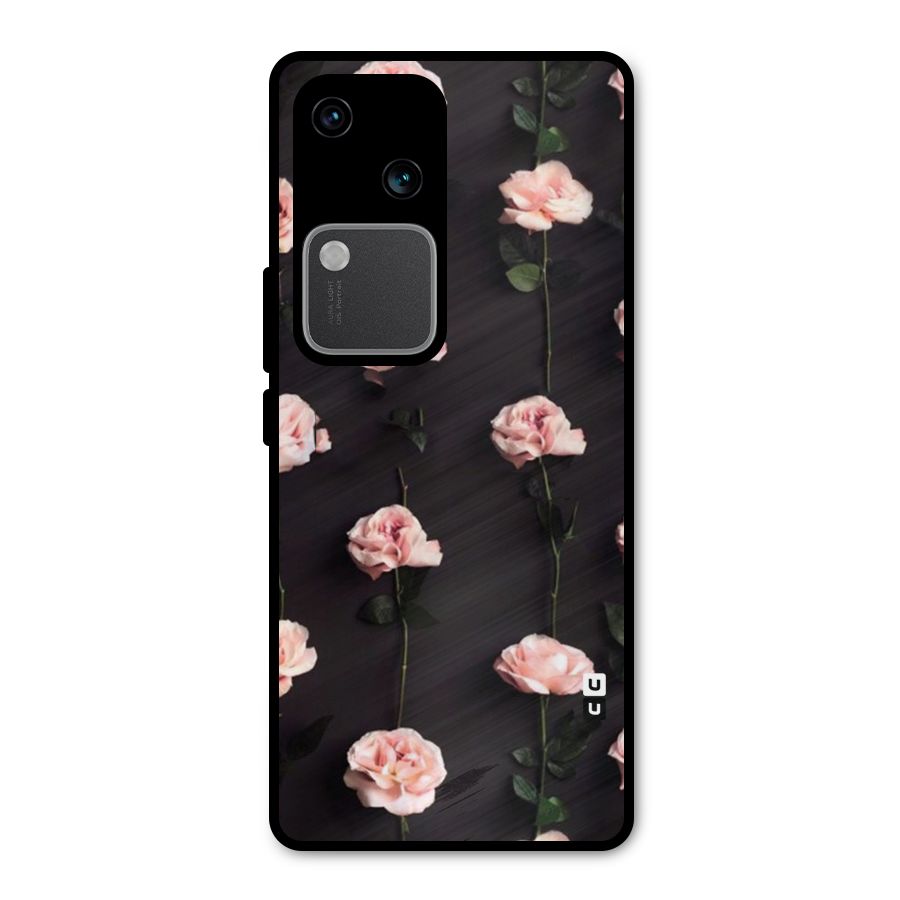 Pink Roses Metal Back Case for Vivo V30 Pro