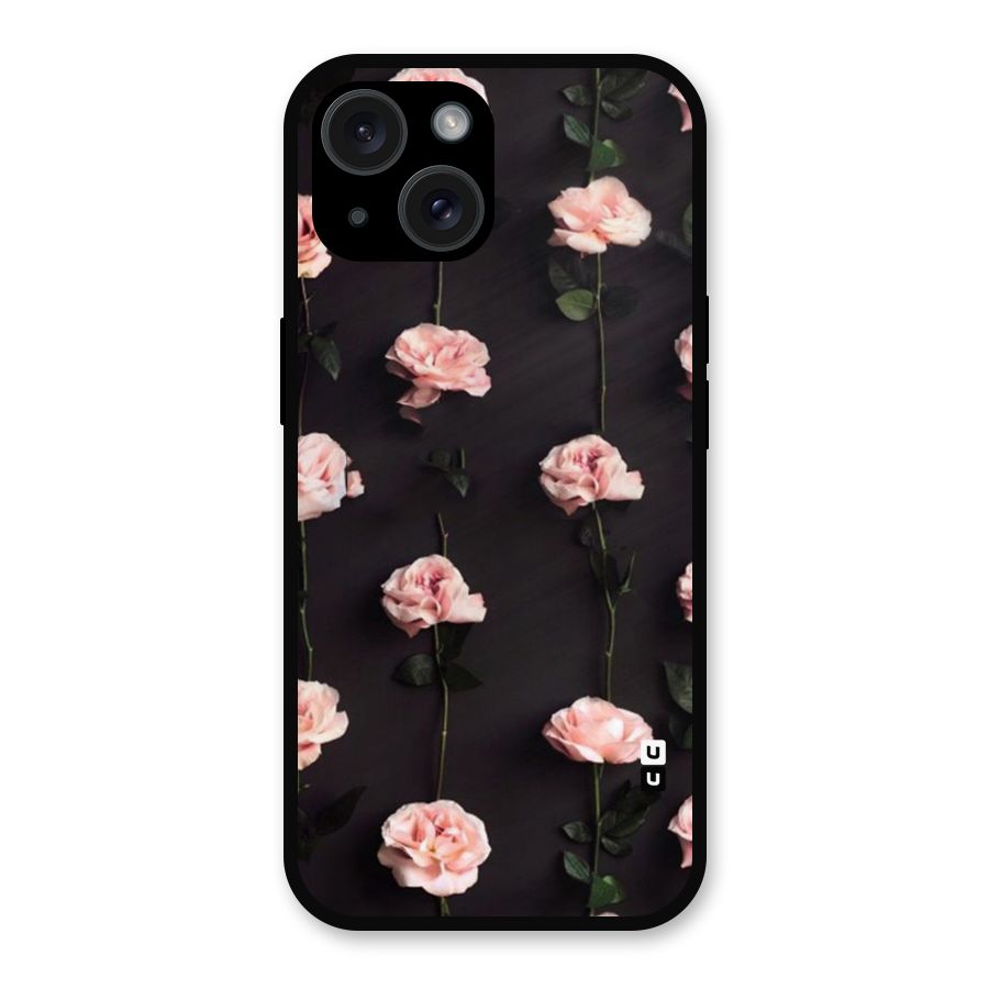 Pink Roses Metal Back Case for iPhone 15