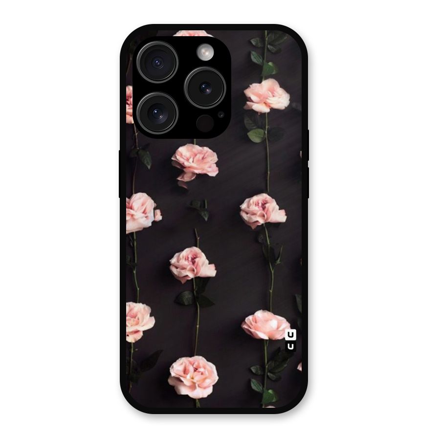 Pink Roses Metal Back Case for iPhone 15 Pro
