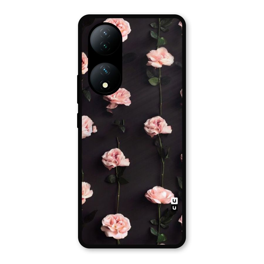 Pink Roses Metal Back Case for iQOO Z7s