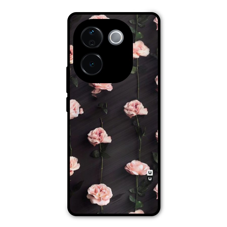Pink Roses Metal Back Case for iQOO Z9s Pro