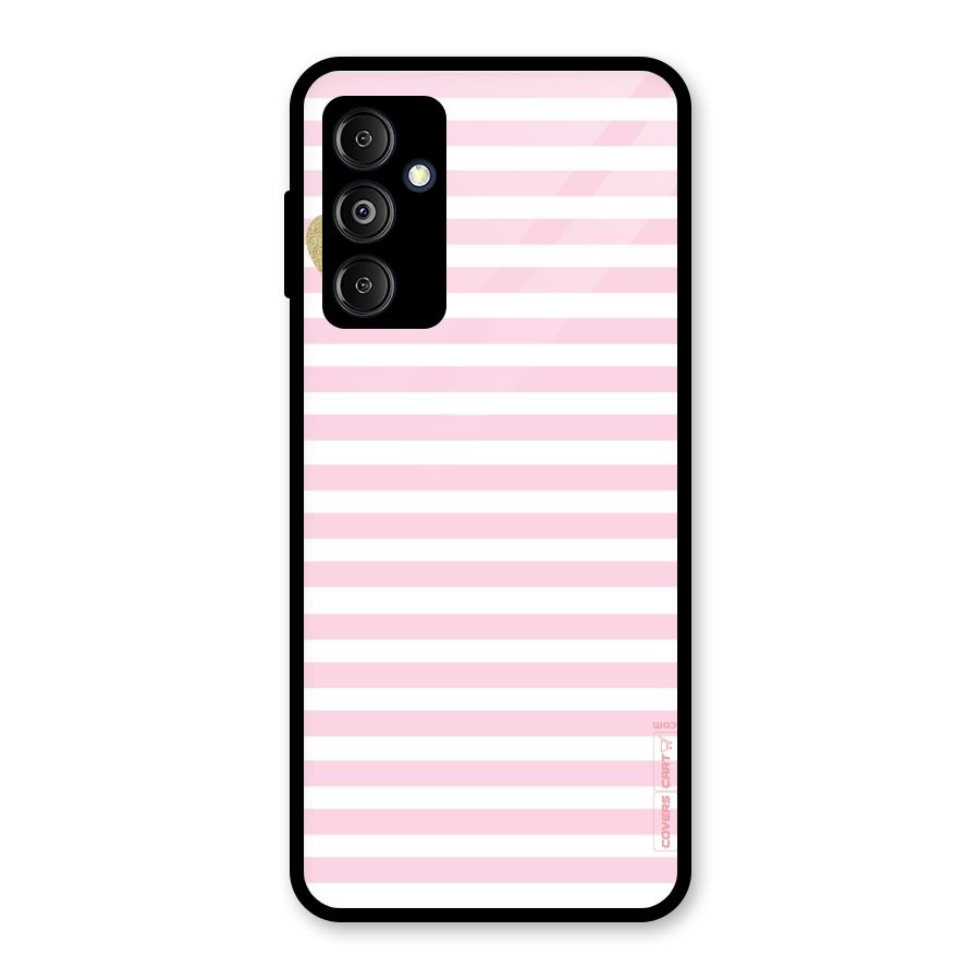 Pink Stripes Glass Back Case for Galaxy M14 5G