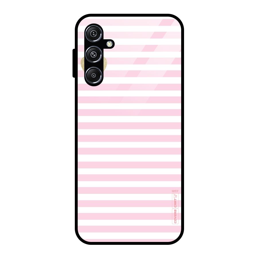 Pink Stripes Glass Back Case for Galaxy M34 5G