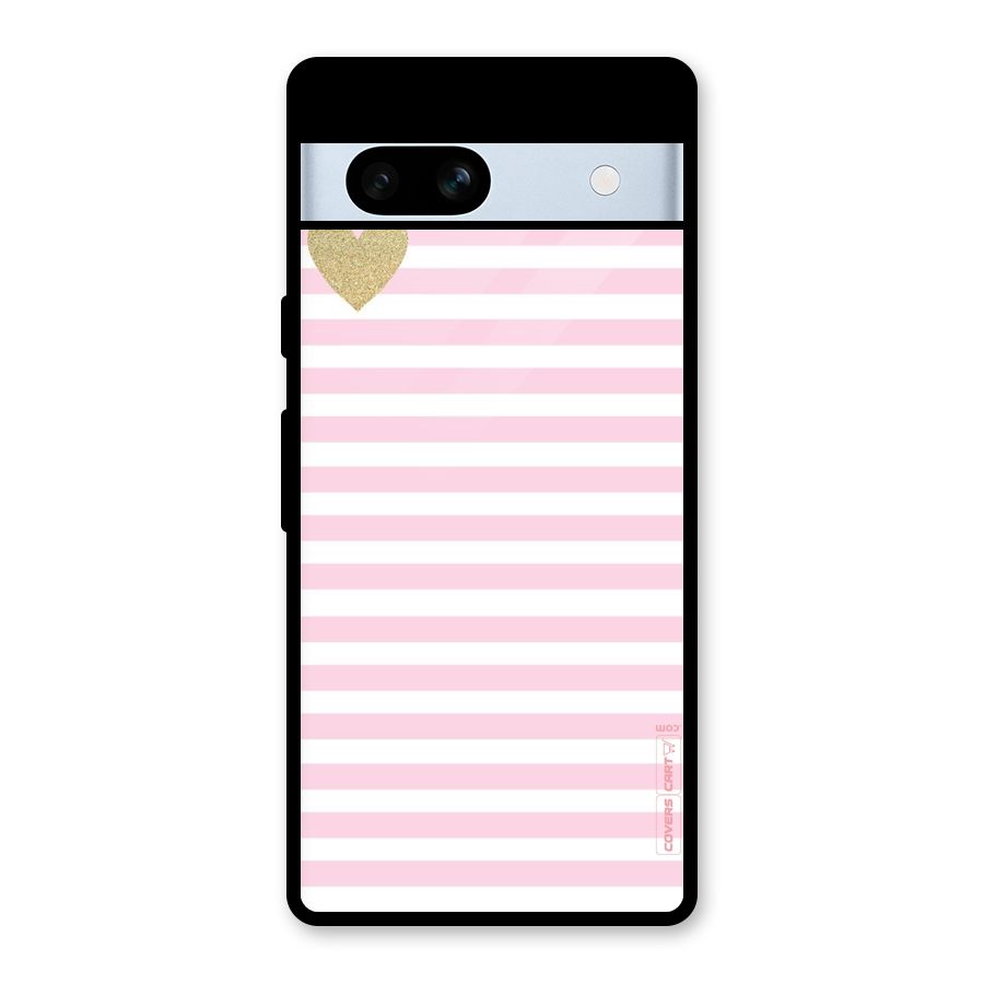 Pink Stripes Glass Back Case for Google Pixel 7a