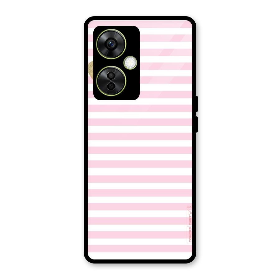 Pink Stripes Glass Back Case for OnePlus Nord CE 3 Lite