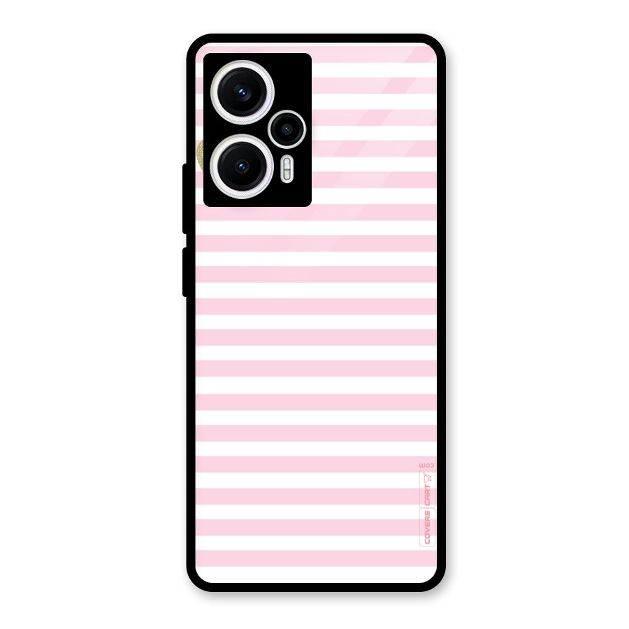 Pink Stripes Glass Back Case for Poco F5
