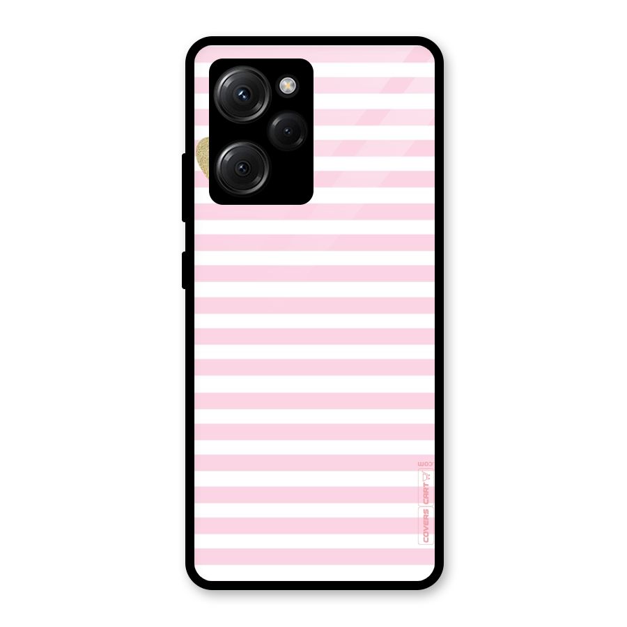 Pink Stripes Glass Back Case for Poco X5 Pro