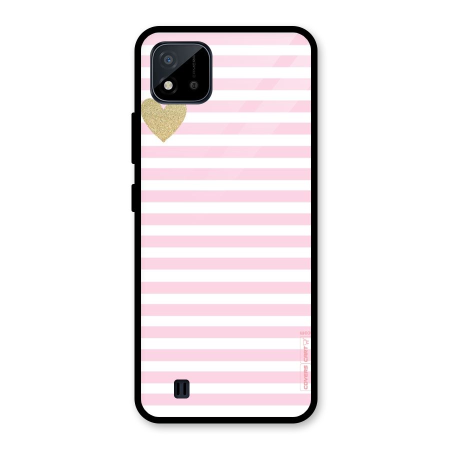 Pink Stripes Glass Back Case for Realme C11 2021