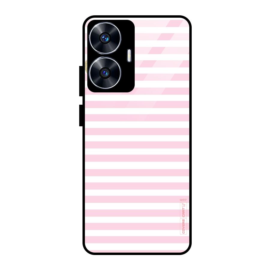 Pink Stripes Glass Back Case for Realme Narzo N55