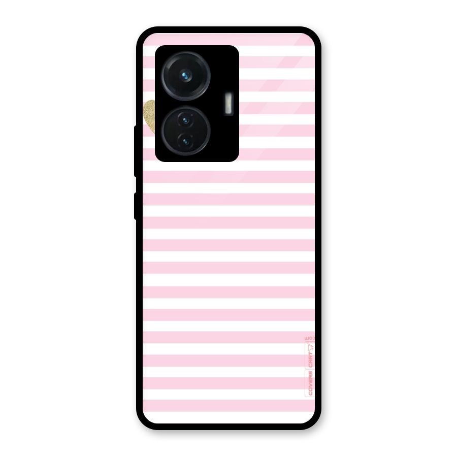 Pink Stripes Glass Back Case for Vivo T1 44W