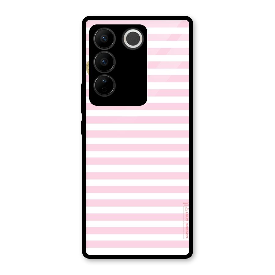 Pink Stripes Glass Back Case for Vivo V27