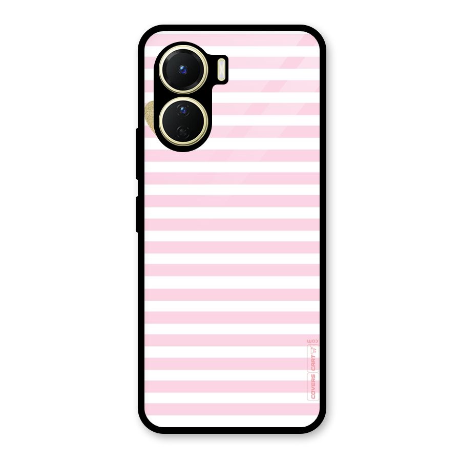Pink Stripes Glass Back Case for Vivo Y56