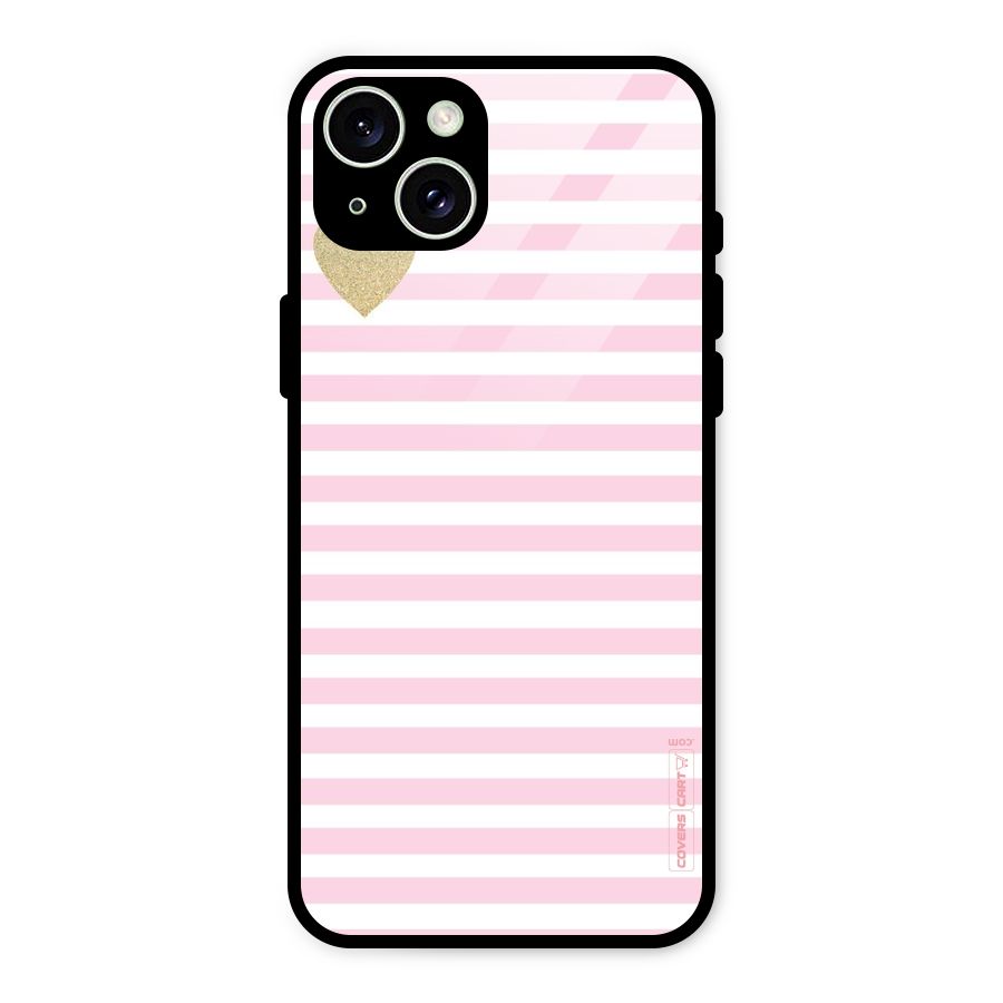 Pink Stripes Glass Back Case for iPhone 15 Plus
