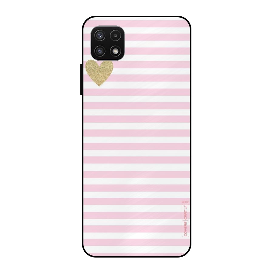 Pink Stripes Metal Back Case for Galaxy A22 5G