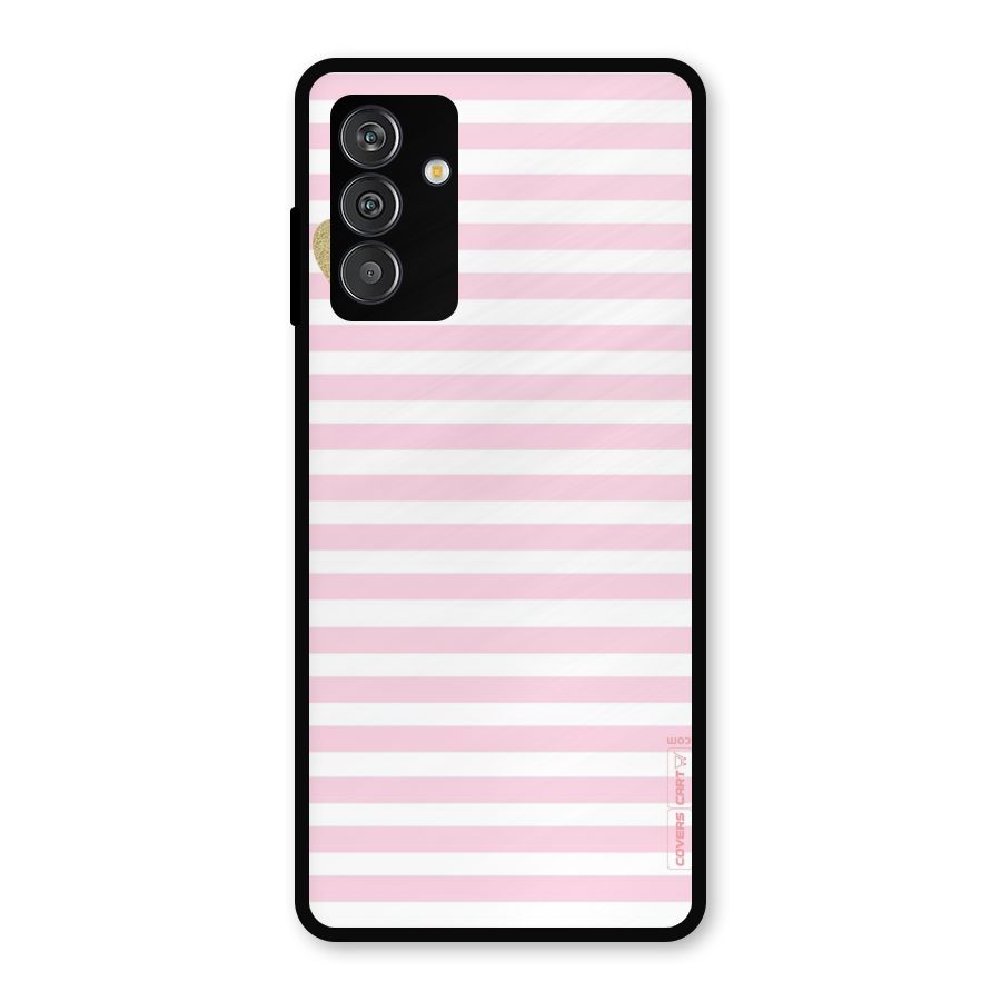Pink Stripes Metal Back Case for Galaxy F13