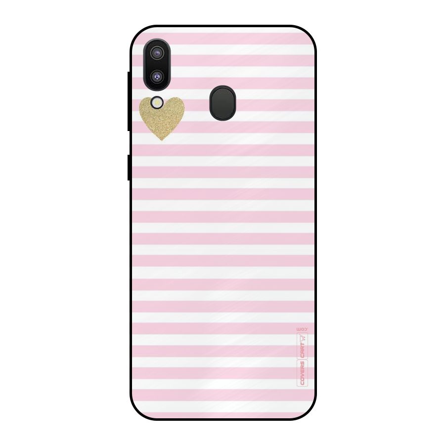 Pink Stripes Metal Back Case for Galaxy M20