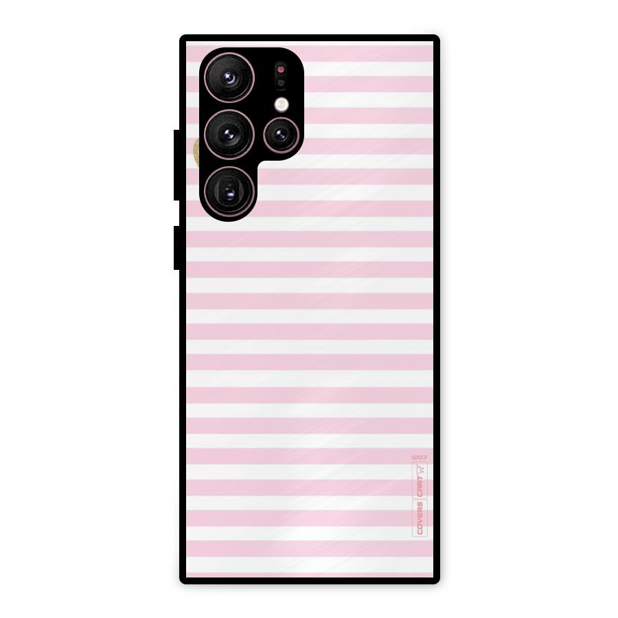 Pink Stripes Metal Back Case for Galaxy S22 Ultra 5G