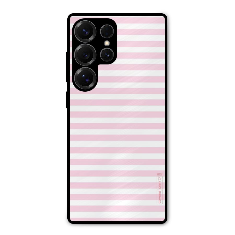 Pink Stripes Metal Back Case for Galaxy S25 Ultra
