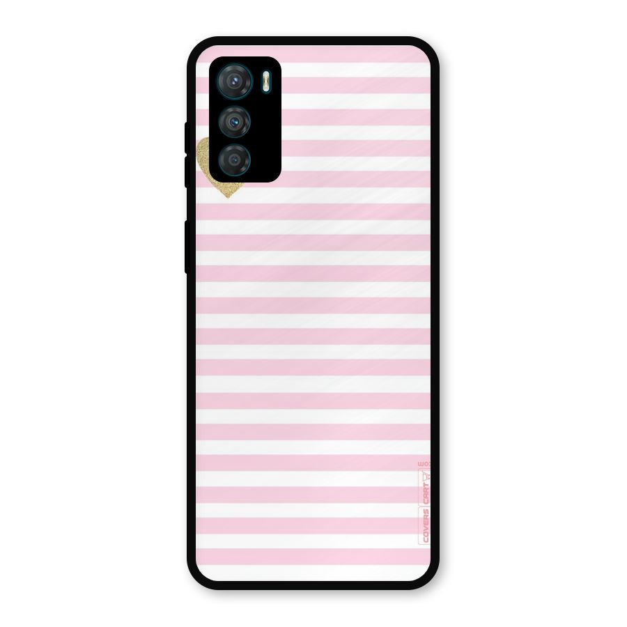 Pink Stripes Metal Back Case for Moto G42