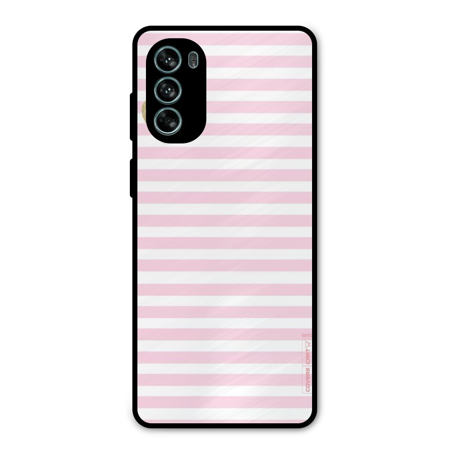 Pink Stripes Metal Back Case for Moto G62