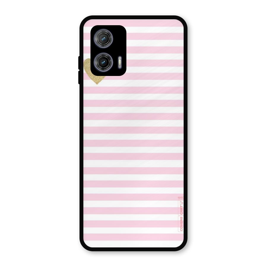 Pink Stripes Metal Back Case for Moto G73