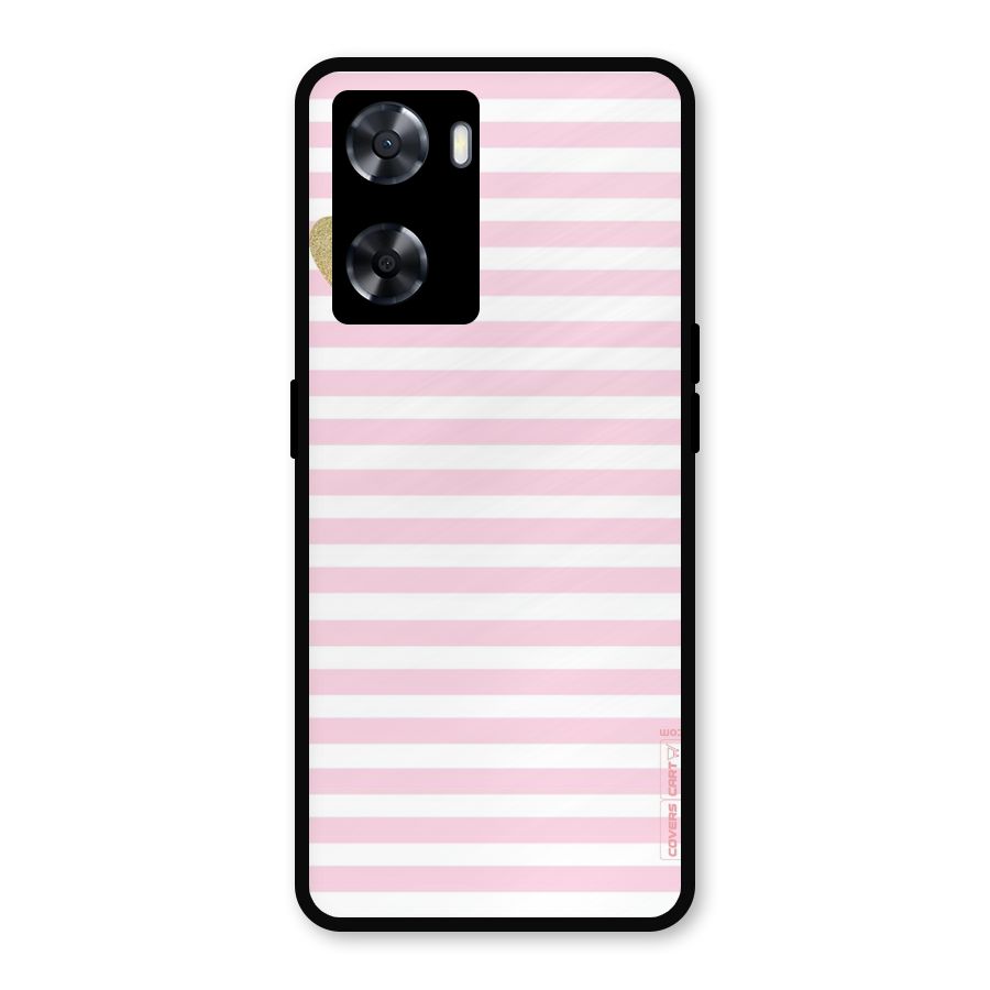 Pink Stripes Metal Back Case for Oppo A57 2022