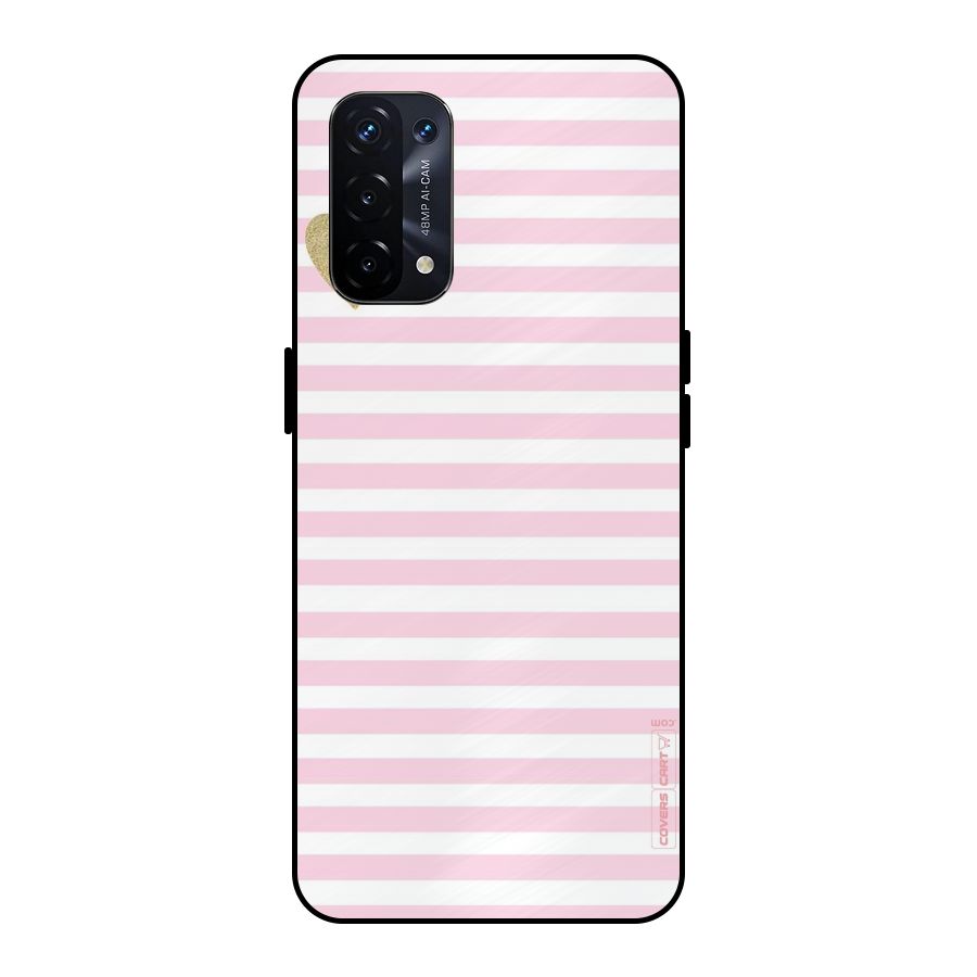 Pink Stripes Metal Back Case for Oppo A74 5G