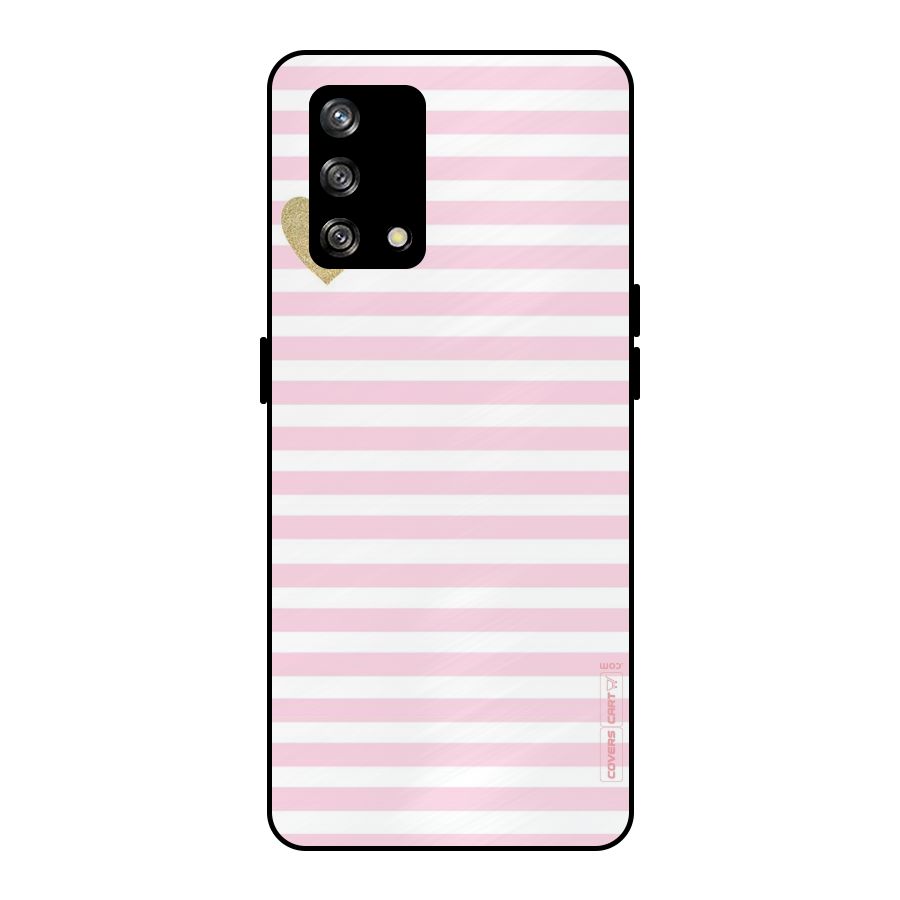 Pink Stripes Metal Back Case for Oppo F19
