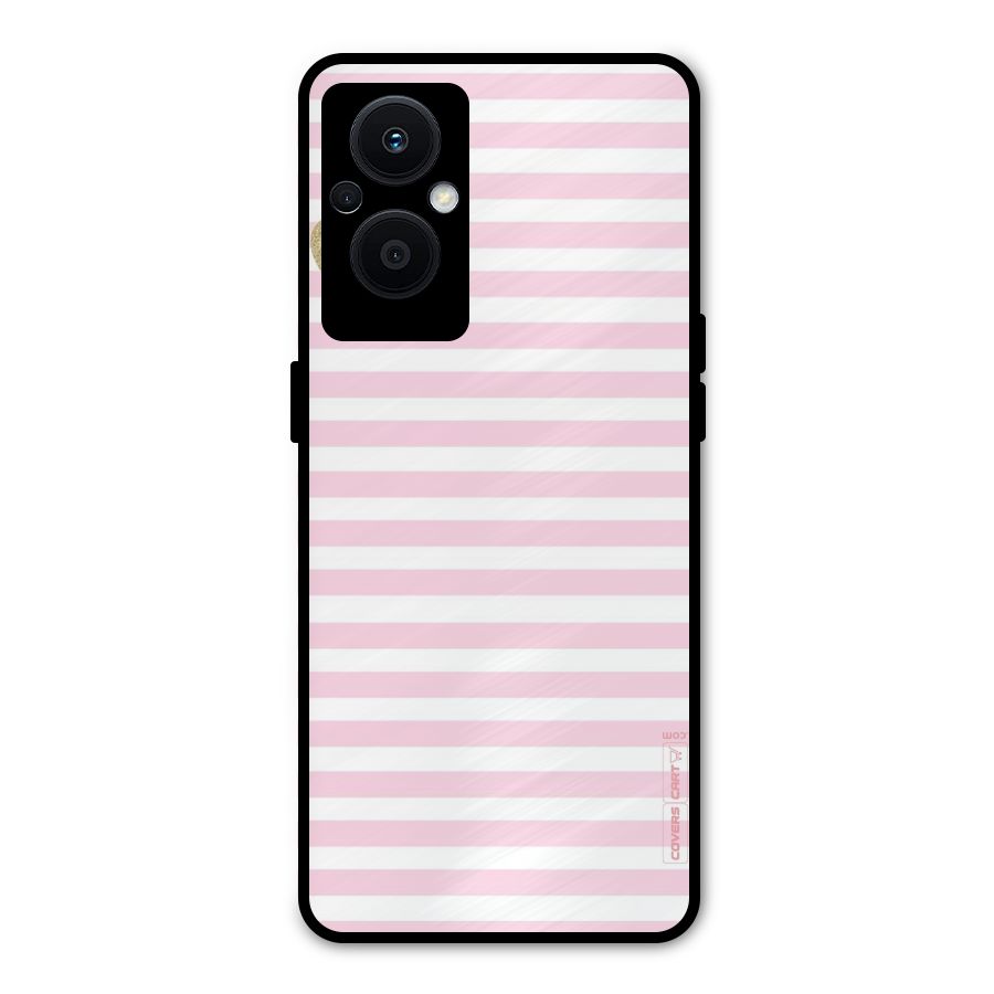 Pink Stripes Metal Back Case for Oppo F21s Pro 5G
