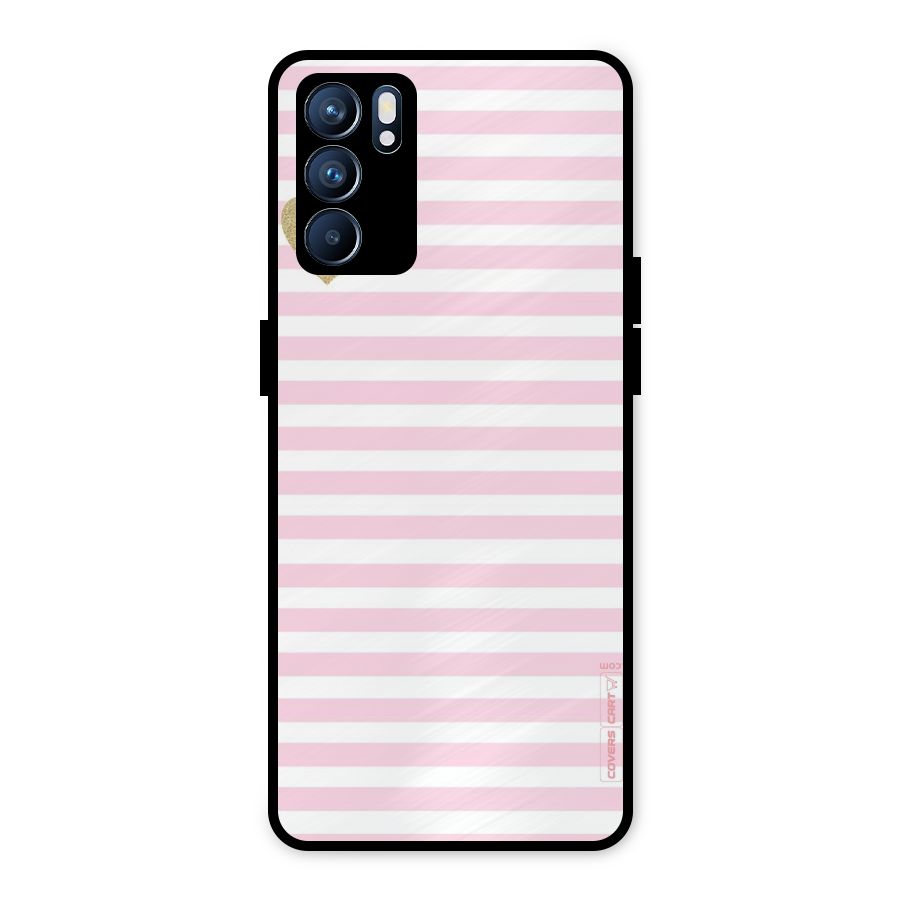 Pink Stripes Metal Back Case for Oppo Reno6 5G