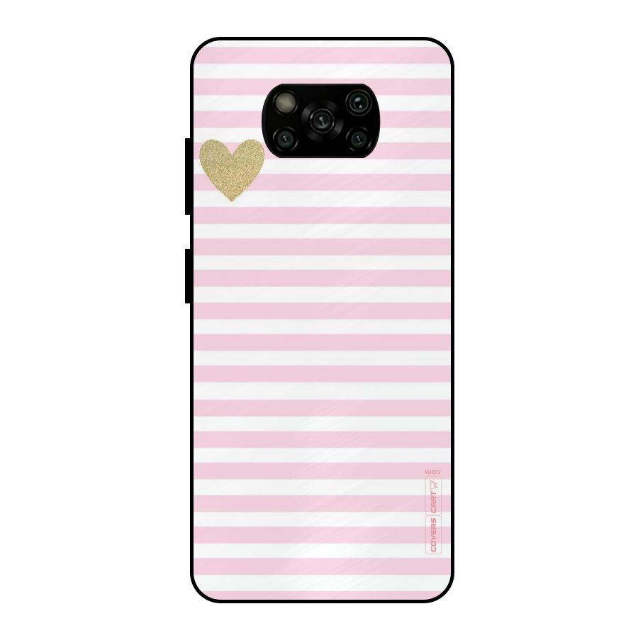 Pink Stripes Metal Back Case for Poco X3