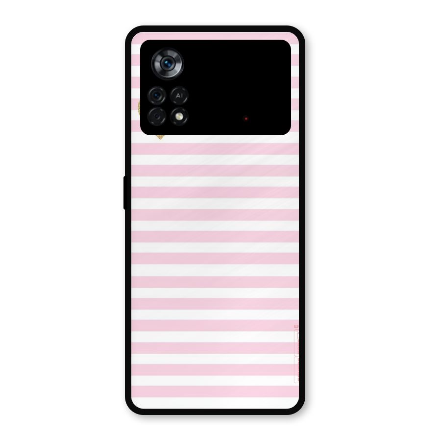 Pink Stripes Metal Back Case for Poco X4 Pro 5G