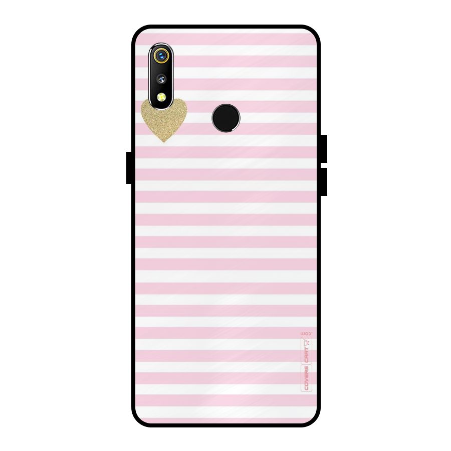 Pink Stripes Metal Back Case for Realme 3i